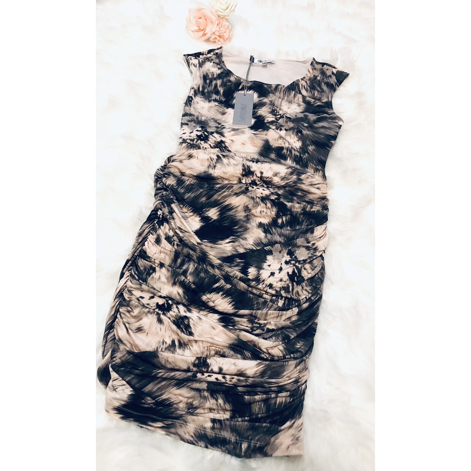 J Low Womans Xs Abstract Sleeveless Ruched Bodycon Dress Kaleidoscope Maxi Mono — image 3 of 8